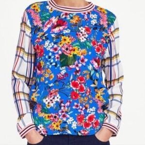 Zara Vibrant Floral and Striped Blouse